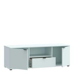 Rackhams Ganymede Wide TV Unit with Open Shelf, Drawer & 2 Doors in Light Grey - W 129.8 X  H 43.9 X  D 41.3cm - 1 - Manufactured Wood - thumbnail 4