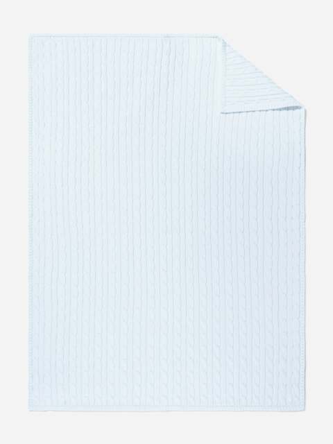 Rackhams Baby Boys Cotton Cable Knit Blanket in Blue (101cm) - Blue - 0 - 6 Mths - image 1
