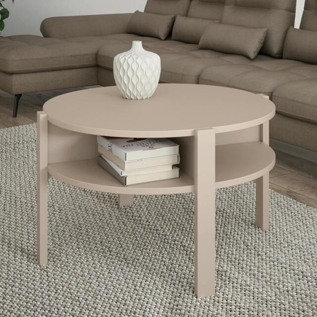 Rackhams Tobago Round Coffee Table with Open Shelf in Sand - 45.5 x 74.4 x 74.4 cm - 1 - Wood - image 1