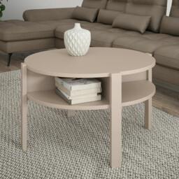 Rackhams Tobago Round Coffee Table with Open Shelf in Sand - 45.5 x 74.4 x 74.4 cm - 1 - Wood - thumbnail 1
