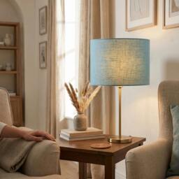 Rackhams Designer Ocean Current Blue Textured Linen Fabric Circular Lamp Shade - thumbnail 6