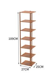 Rackhams 7 Tiers Bamboo Shoe Rack Entryway Hallway Shoe Storage Shelf - Brown - Brown - One Size - thumbnail 6
