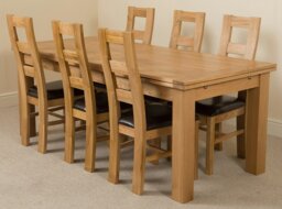 Rackhams Richmond Large Oak Extending Dining Table with Yale Oak Chairs - Natural Oak - 6 chairs - thumbnail 1