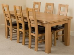 Rackhams Richmond Large Oak Extending Dining Table with Yale Oak Chairs - Natural Oak - 6 chairs - thumbnail 2