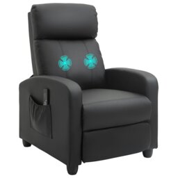 Rackhams Recliner Sofa Chair PU Leather Massage Armcair w/ Remote - Grey - PU, Sponge, PP - 68cm x 88cm x 98cm - thumbnail 3