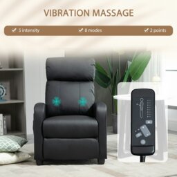 Rackhams Recliner Sofa Chair PU Leather Massage Armcair w/ Remote - Grey - PU, Sponge, PP - 68cm x 88cm x 98cm - thumbnail 5