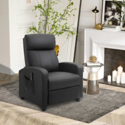 Rackhams Recliner Sofa Chair PU Leather Massage Armcair w/ Remote - Grey - PU, Sponge, PP - 68cm x 88cm x 98cm - thumbnail 2