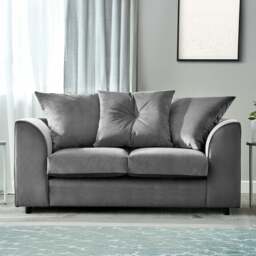 Rackhams Fernando Plush Velvet Fabric 2 Seater Sofa - Blue - thumbnail 2
