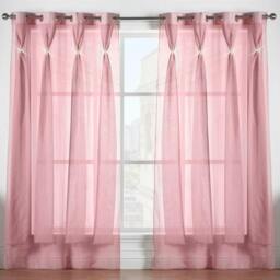 Rackhams Linen Look Voile Ring Top Curtain Pair - White - 145cm width x 229cm drop - thumbnail 2