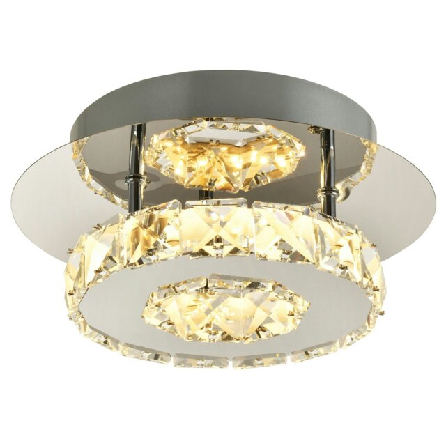 Rackhams Modern LED Ceiling Light with Chrome Plated Metal and Clear Crystal Glass Beads - image 1