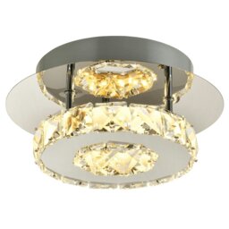 Rackhams Modern LED Ceiling Light with Chrome Plated Metal and Clear Crystal Glass Beads