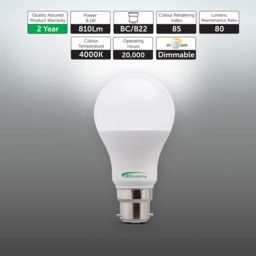 Rackhams Dimmable B22 Bayonet Energy Saving LED Light Bulbs GLS 8.1W - Pack of 6 - thumbnail 3