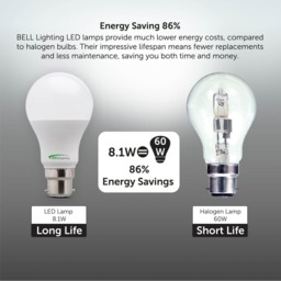 Rackhams Dimmable B22 Bayonet Energy Saving LED Light Bulbs GLS 8.1W - Pack of 6 - thumbnail 6