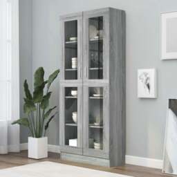 Rackhams Vitrine Cabinet Grey Sonoma 82.5x30.5x185.5 cm Engineered Wood