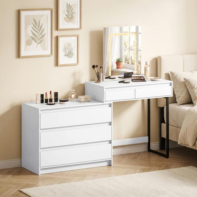 Rackhams Vanity Makeup Desk LED Mirror Bedroom White - 150 - image 1