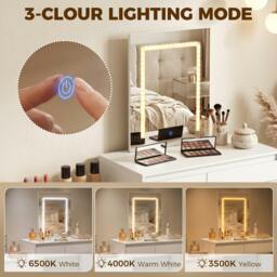Rackhams Vanity Makeup Desk LED Mirror Bedroom White - 150 - thumbnail 4