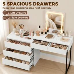 Rackhams Vanity Makeup Desk LED Mirror Bedroom White - 150 - thumbnail 5