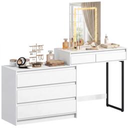 Rackhams Vanity Makeup Desk LED Mirror Bedroom White - 150 - thumbnail 2