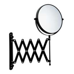 Rackhams Matt Black Double Sided Mirror (170mm) Wall Mounted Retractable Arm 7x Magnification Bathroom Makeup or Shaving Mirror