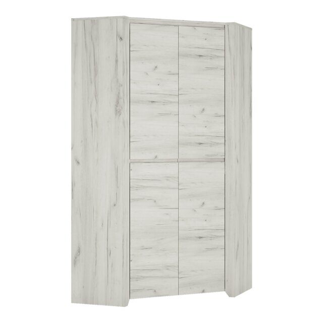 Rackhams Angel Corner Fitted Wardrobe in White Craft Oak - White - Malemine - 1 - image 1