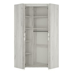 Rackhams Angel Corner Fitted Wardrobe in White Craft Oak - White - Malemine - 1 - thumbnail 3