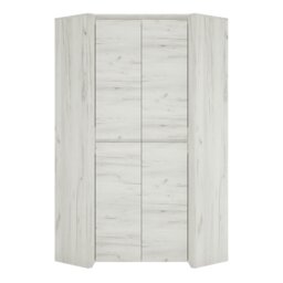 Rackhams Angel Corner Fitted Wardrobe in White Craft Oak - White - Malemine - 1 - thumbnail 2