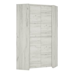 Rackhams Angel Corner Fitted Wardrobe in White Craft Oak - White - Malemine - 1 - thumbnail 1