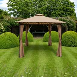 Rackhams Marco Polo Garden Gazebo 3m x 4m with Curtains - Double Roof Design - Grey - 4m x 3m - thumbnail 2