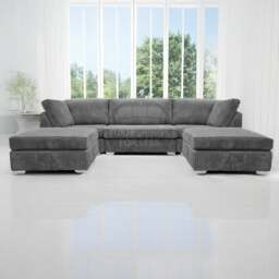 Rackhams Bishop U-Shaped Fullback Jumbo Cord Sofa - Silver - thumbnail 2