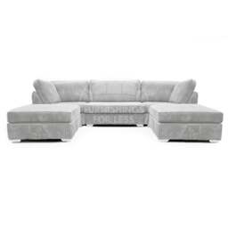Rackhams Bishop U-Shaped Fullback Jumbo Cord Sofa - Silver - thumbnail 1