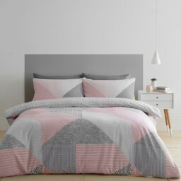Rackhams Larsson Geo Reversible Duvet Cover Set - Grey - Double - thumbnail 4