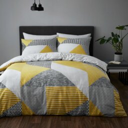 Rackhams Larsson Geo Reversible Duvet Cover Set - Grey - Double - thumbnail 3