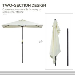 Rackhams Balcony Half Parasol Semi Round Umbrella Patio Crank Handle (2.3 m, Beige)- NO BASE INCLUDED - Grey - 230cm x 130cm x 245cm - thumbnail 4