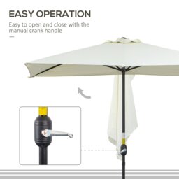 Rackhams Balcony Half Parasol Semi Round Umbrella Patio Crank Handle (2.3 m, Beige)- NO BASE INCLUDED - Grey - 230cm x 130cm x 245cm - thumbnail 5