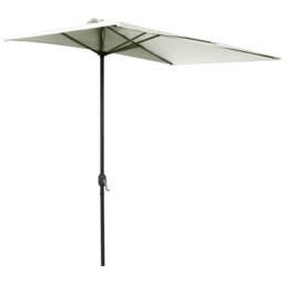 Rackhams Balcony Half Parasol Semi Round Umbrella Patio Crank Handle (2.3 m, Beige)- NO BASE INCLUDED - Grey - 230cm x 130cm x 245cm - thumbnail 3