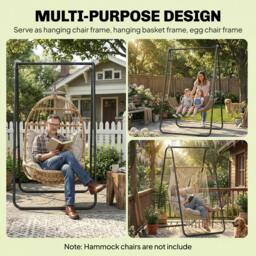 Rackhams Hammock Chair Stand Only, Hanging Chair Stand, 150 KG Load, Black - 132 L x 104 W x 183 H cm - Hammock Chair Stand - 1 - thumbnail 5