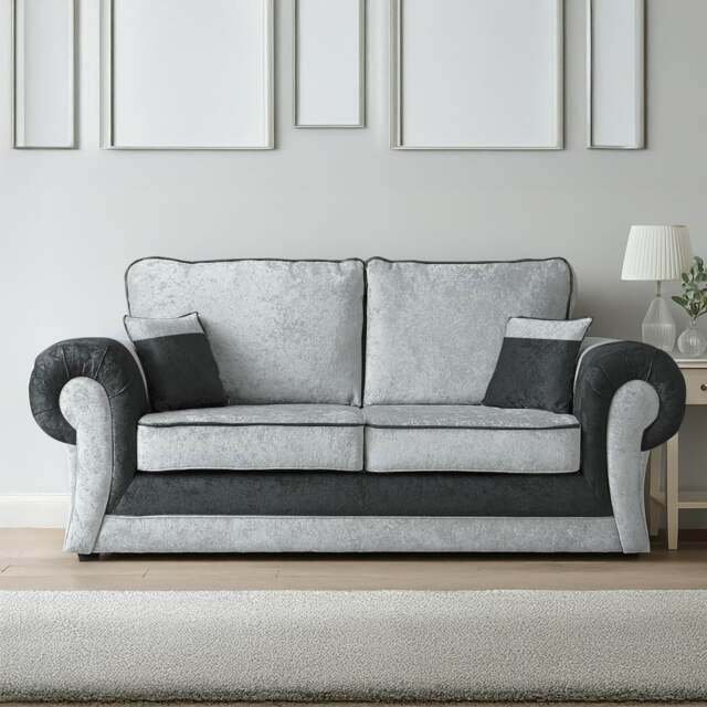 Rackhams Chelsea Crushed Velvet Full Back 2 Seater - Black and Silver - image 1