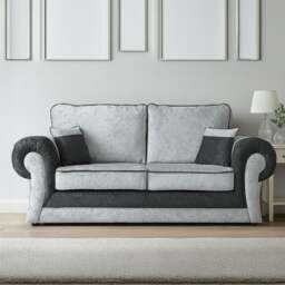 Rackhams Chelsea Crushed Velvet Full Back 2 Seater - Black and Silver - thumbnail 1