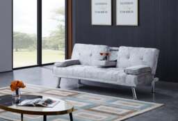 Rackhams Verona Crushed Velvet Sofa Bed with Drink Cup Holder - Steel - thumbnail 2
