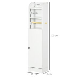 Rackhams Freestanding Bathroom Storage Unit with Adjustable Shelf, White - White - Slim Bathroom Storage Cabinet - 1 - thumbnail 6