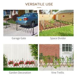 Rackhams Expanding Trellis Fence Freestanding Movable Fence Foldable Garden Screen Panel Aluminium, 405cm x 103.5cm, Dark Brown - Dark Brown - thumbnail 4