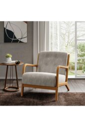 Rackhams Wooden Frame Upholstered Tufted Armchair - Grey - thumbnail 6