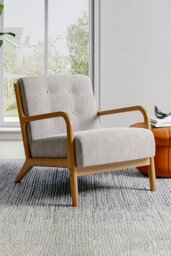 Rackhams Wooden Frame Upholstered Tufted Armchair - Grey - thumbnail 1