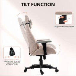 Rackhams Gamer Computer Chair, Gaming Chair with Swivel Wheels, Pale Pink - Gaming Chair - Velvet (100% Polyester), Foam, Steel - 1 - thumbnail 4