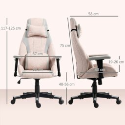 Rackhams Gamer Computer Chair, Gaming Chair with Swivel Wheels, Pale Pink - Gaming Chair - Velvet (100% Polyester), Foam, Steel - 1 - thumbnail 5