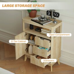 Rackhams Modern Sideboard Storage Cabinet for Living Room Dining Room Bedroom - Natural wood finish - thumbnail 4