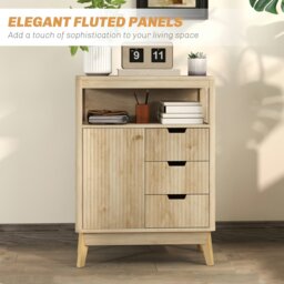 Rackhams Modern Sideboard Storage Cabinet for Living Room Dining Room Bedroom - Natural wood finish - thumbnail 3