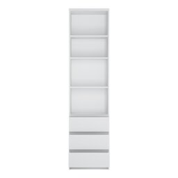 Rackhams Fribo Tall Narrow 3 Drawer Bookcase in White - Alpine White - Wood - 1 - thumbnail 2