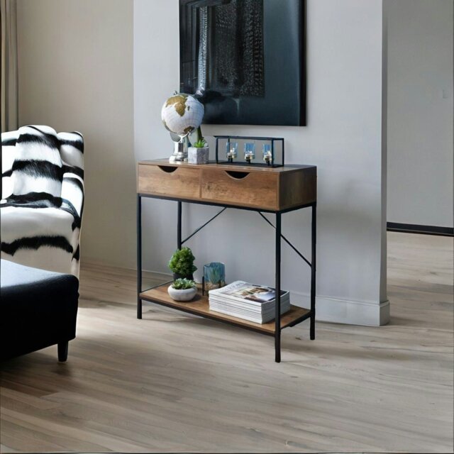 Rackhams Console Table with 2 Drawers and Wooden Shelf - image 1