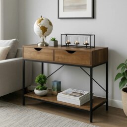 Rackhams Console Table with 2 Drawers and Wooden Shelf - thumbnail 6
